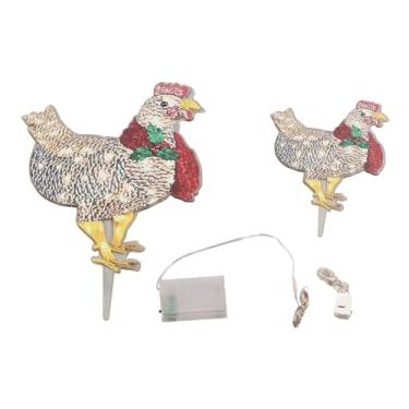 Imagem de Yosoo Decorações Coloridas de Frango de Galo Leve LED, Galinhas Luminosas Acrílicas para Jardas de Jardim de Férias Com Lenço para Halloween de Natal