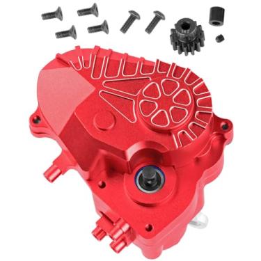 Imagem de hopsupRC RC Gearbox Upgrades Part for 1/10 Axia 1 SCX10-AXI03004 Capra 1.9 UTB RC Crawler Car,Aluminum Gearbox Complete Transmission Case w/Spur Gear,Red