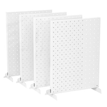 Imagem de EVERHANGER Suporte de exibição de metal Pegboard, display de mesa independente para shows e feiras de artesanato, 30,5 x 40,6 cm, 4 peças brancas