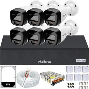 Imagem de Kit 6 Câmeras Intelbras Full Color DVR 8 canais HD 1TB Colorido dia e 