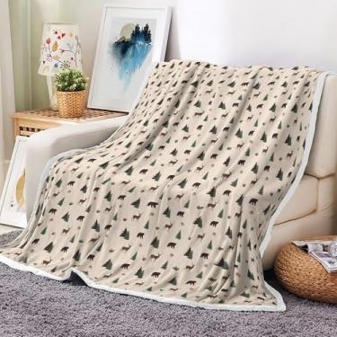 Imagem de Dongbei Cobertor de flanela lavável na máquina linda estampa de rena cáqui 127 x 152 cm