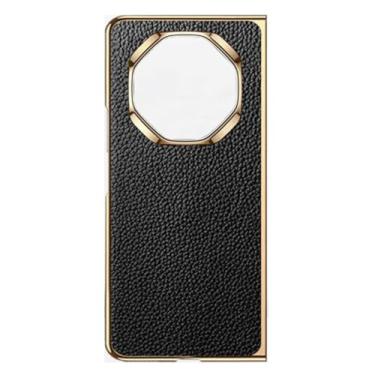 Imagem de LTLMYDAM Capa de revestimento para Huawei Mate XT, capa luxuosa de couro de grão genuíno capa traseira fina à prova de impressões digitais, preta, XT