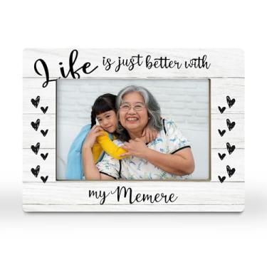 Imagem de CGBHW Memere Gifts, porta-retrato para avó e mamãe, presentes de netos, netos, melhor presente de avó de todos os tempos para meme, porta-retrato feminino, 10 x 15 cm, horizontal para exibição de mesa