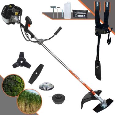 Imagem de Roçadeira Profissional Multifunções Terra GRH520 À Gasolina Motor 2 Tempos 2,5HP 52cc 6.500rpm + Extra Faca 3 Pontas e Escova de Aço 38 Cerdas