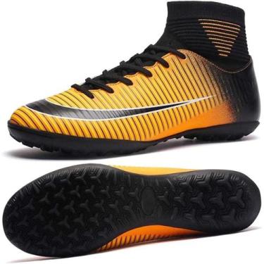 Imagem de Tênis de futebol masculinos de futebol com pontas longas, couro e borr