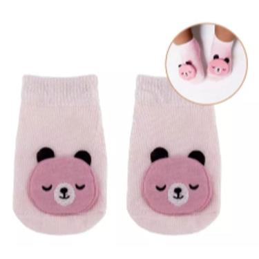 Imagem de Buba Meia Antiderrapante Com Aplique Urso Rosa - P