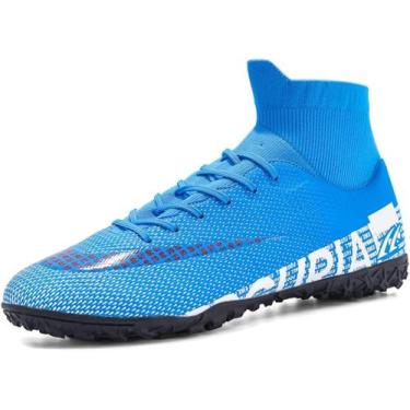 Imagem de Tênis de futebol masculinos de futebol com pontas longas, couro e borr