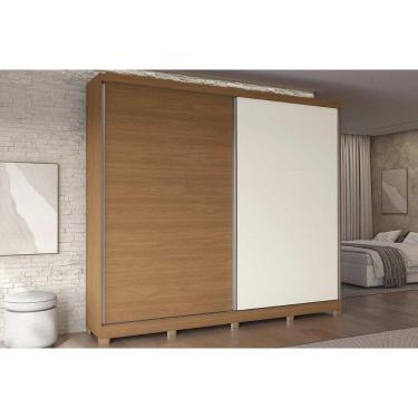 Imagem de Guarda Roupa Casal 2 Portas de Correr e 4 Gavetas c/ Pés CB03T583 Canela/Off White - Kappesberg