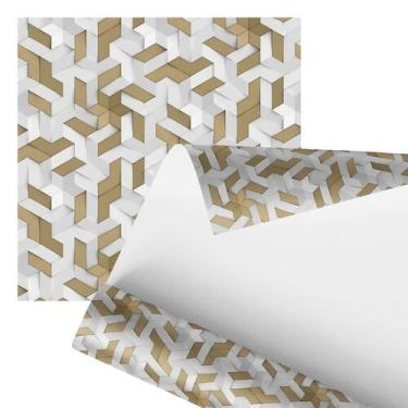 Imagem de Papel De Parede Adesivo Geométrico 3D Dourado E Cinza 2,80M - Plimshop