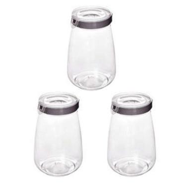 Imagem de Kit 3 Potes 1,9 L Hermético C/ Trava Mantimentos Biscoito - Plasútil