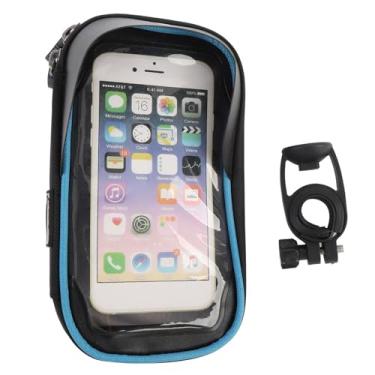 Imagem de Bolsa para celular com moldura frontal à prova d'água, rotação de 360 graus, design de viseira frontal, tela sensível ao toque, suporte de telefone para motocicleta, ciclismo, fibra de poliéster