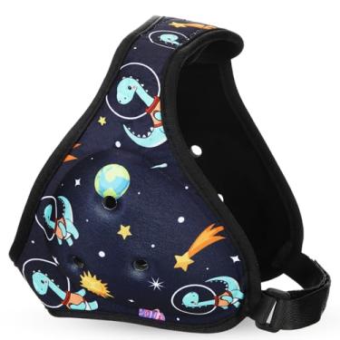 Imagem de Tellegloww Capacete de luta livre para crianças, jovens, macio, ajustável, protetor de ouvido para adultos (azul escuro, estilo dinossauro)