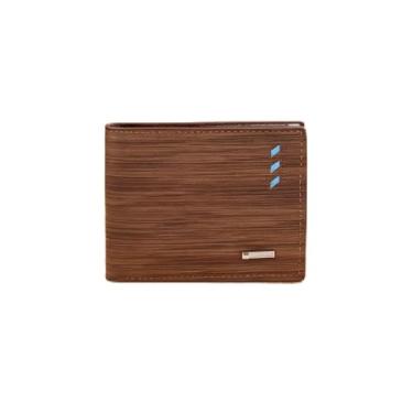 Imagem de Carteira masculina de poliuretano com 7 compartimentos para cartão, 1 janela para identidade, 2 compartimentos para dinheiro, 2 bolsos com zíper, carteira com três dobras para homens, uso diário