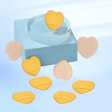 Imagem de Conjunto de 9 peças de pó em forma de coração, puffs de pó para rosto, liquidificadores de maquiagem e esponjas para base, adequado para ferramentas cosméticas de base líquida e creme (Amarelo)