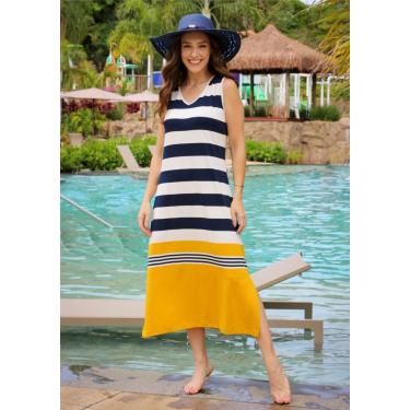 Imagem de Vestido Regata Pau a Pique Listrado Mostarda
