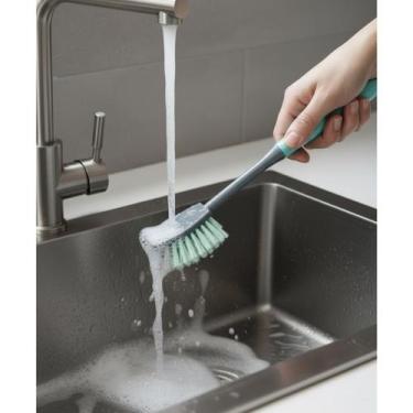 Imagem de Escova de Limpeza Para Cozinha Banheiro Retangular Azul C26 - JW SHOP