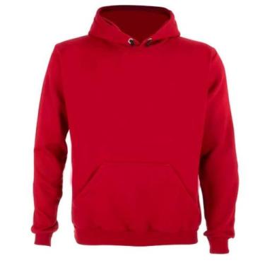 Imagem de Blusa de Frio Moletom Flanelado Canguru com Capuz Unissex Liso - NoBra