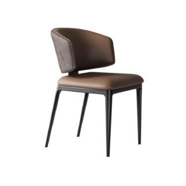 Imagem de Cadeira de jantar ergonômica com espuma de alta densidade e pernas de aço carbono (encosto preto almofada de assento cáqui)