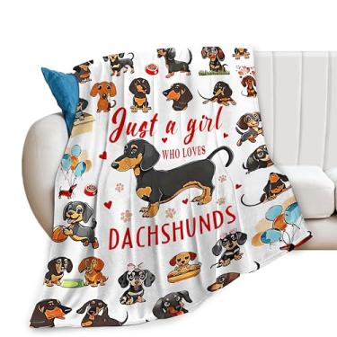 Imagem de SweetFox Cobertor Just A Girl Who Loves Dachshunds, decoração de cachorro Dachshund, cobertor para meninas, meninos, amantes, super quente, macio, flanela, cobertores para crianças, adultos, homens