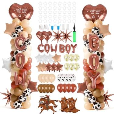 Imagem de Conjunto de 2 kits de suporte de coluna de balão de chá de bebê caubói com base de suporte, menino, menina, revelação de gênero, balões de festa ocidental, arco de decoração do oeste selvagem para