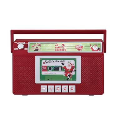 Imagem de Mr. Christmas Rádio Santa's Boom Box – Boombox retrô de Natal de 25 cm com luzes LED, 9 músicas de Natal, 3 estações de rádio de Papai Noel, decoração de férias operada por bateria