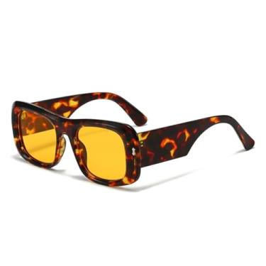 Imagem de HPIRME Óculos de grau vintage feminino armação grande Uv400 (amarelo semi)