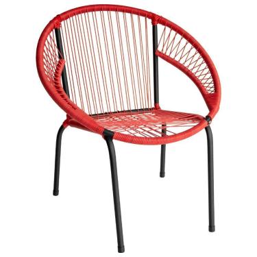 Imagem de Kit 3 Cadeira De Área Eclipse Tramado Fibra Sintética E Aço Vermelho