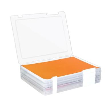Imagem de Caixa de armazenamento de fotos, serve para fotos de 20,3 x 25,4 cm, organizador de papel A4 de plástico grande com tampa e trava de encaixe, recipientes de armazenamento de fotos para proteger álbuns