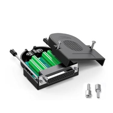 Imagem de JUXINICE Conector fêmea DB44 para fiação, placa breakout RS232 DB44 de 3 fileiras, porta serial para 44 pinos com caixa e parafusos, compatível com computadores, controladores fiscais, câmeras