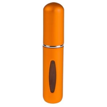 Imagem de Frasco Portátil para Perfume Spray Recarregável em Preto, Atomizador de Bolso 5ml, Design Elegante com Tampa Protetora (LARANJA)