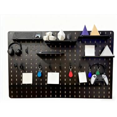 Imagem de Pegboard Mdf Premium Laminado 80x55 Grande Organizador Setup Gamer Home Office Preto