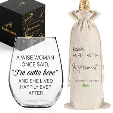 Imagem de Innfueunun A Wise Woman Once Said,Presentes engraçados de taça de vinho de aposentadoria para mulheres, colegas de trabalho, chefe senhora, colegas de trabalho deixando presentes de despedida - 425 g