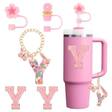 Imagem de Conjunto de acessórios de copo para copo Stanley Cup 850.5 g 1,134.0 g copo com alça, incluindo tampa de palha, pingente de alça, adesivo 5 peças (Y)