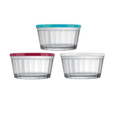Imagem de Conjunto de tigelas Tigelas de vidro transparente com tampas, com capacidade para 350 ml, 600 ml ou 1000 ml, adequadas para congelamento ou uso no micro-ondas.(3 Tigelas 600ML)