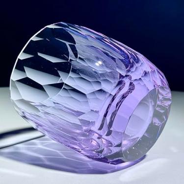 Imagem de suigetsu Conjunto de copos de uísque de cristal, padrão de diamante roxo, vidro texturizado soprado à mão, presentes de noivado para casais, mulheres, homens (violeta)