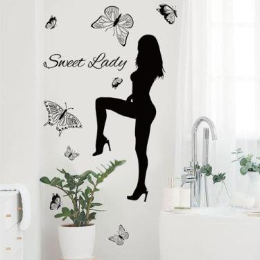 Imagem de Adesivo de parede Sexy Lady Decalque autoadesivo de PVC 30x60cm - yiwe