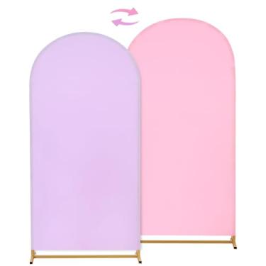 Imagem de Capa de arco de 1,8 m, arco de dois lados, elastano para decoração de balão de fotos (duas cores, rosa e roxo)