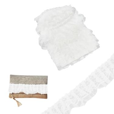 Imagem de letsinstyle Guarnições de renda vintage de organza com babados de 10 metros, acabamento em tecido de chiffon plissado de camada dupla, fita bordada para ternos, fronha, moldura de cortina