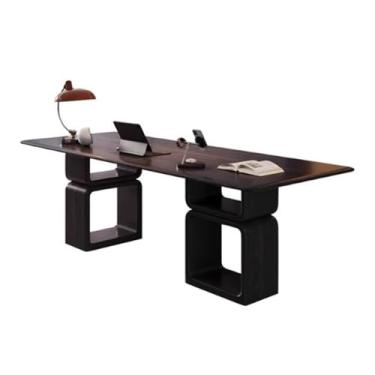 Imagem de Mesa de trabalho Mesa executiva moderna e espaçosa de carvalho, mesa escritório minimalista chique para laptop PC(M)