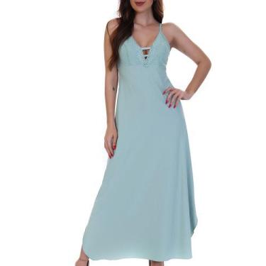 Imagem de Camisola Feminina Longa Decote Tiras - donna, P, Verdeteos