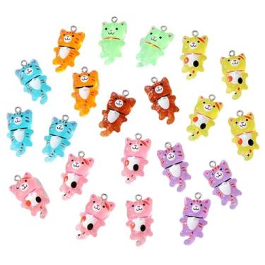 Imagem de ARTISAMILY 20 peças, pingentes, pingentes, gatos, gatos, resina, pingentes, pulseira de animal, colorido, chaveiro, berloques, adorável, enfeite de pendurar 36 x 17 mm para artesanato faça você mesmo