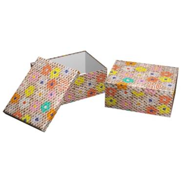 Imagem de Caixa para Presente Cartonada VMP – Kit 10 Unidades | Tamanhos Diversos | Motivo Flores e Cores | Papelão Rígido Premium | Embalagem Elegante para Presentes e Lembranças