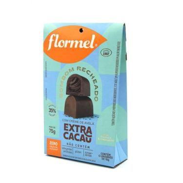 Imagem de Bombom Recheado com Creme de Avelã Extra Cacau Sem Açúcar Flormel 75g