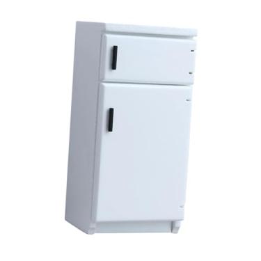 Imagem de Almencla Geladeira/Freezer para Cozinha de Casa de Bonecas em Escala 1:12, Mobiliário para Sala de Estar e Decoração de Casa de Bonecas, Simulação de, Branco