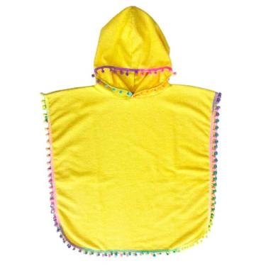 Imagem de Marujá Beach Toalha com Capuz Infantil Poncho Piscina Praia Natação Banho (Amarelo)