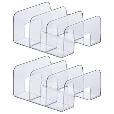 Imagem de Porta Organizador de Acrílico 24,5X20X10CM | Livros, Cadernos, Bolsas, Multiuso | 4 Divisórias Paramount (KIT COM 2)