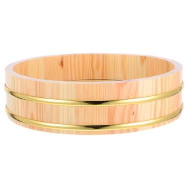 Imagem de OUNONA Banheira de mistura de arroz de sushi de madeira 26 cm Tigela Hangiri tradicional para cozinha de restaurante madeira natural para preparação e armazenamento de sushi