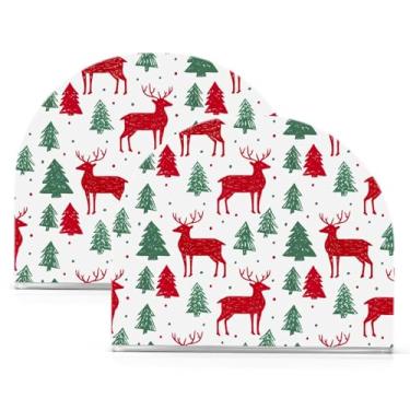 Imagem de Wassud Porta-guardanapos de acrílico de Natal com veados, dispensador de guardanapo de papel moderno em forma de U para mesa, cozinha, sala de jantar, bancada 2 peças (comporta 50-60 guardanapos)