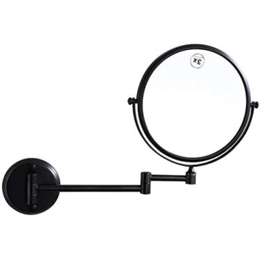 Imagem de Espelho de maquiagem montado na parede, espelho de banheiro com ampliação 3X de 20 cm, redondo, 360 rotativo, duplo lado, extensível