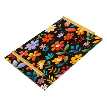 Imagem de Wassud Bandejas de acrílico para banheiro, flores de primavera, bandejas de perfume, alça de maquiagem, cômoda, quarto, cozinha, bancada, mesa, 30 x 20 cm